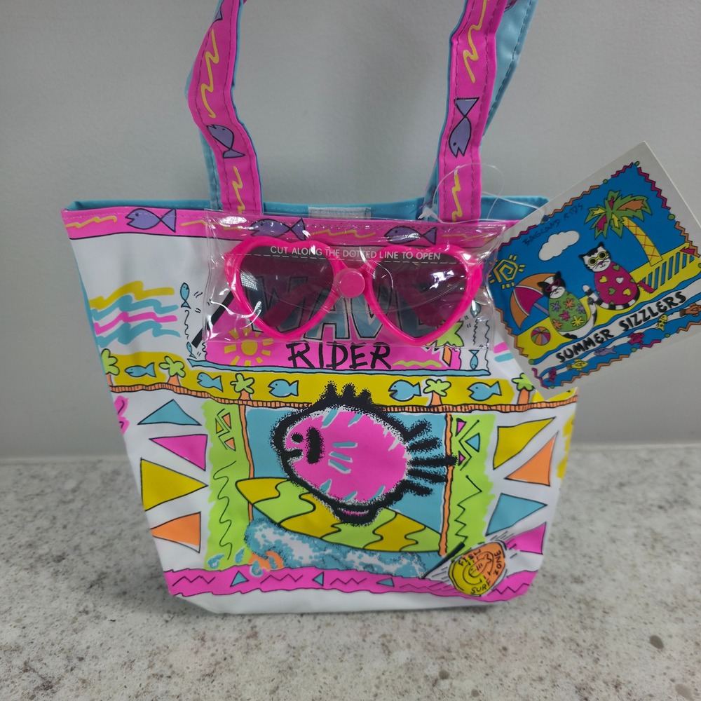 Bagland Kids Wave Rider Beach Tote Bag with Heart Sunglasses NWT Vintage Style